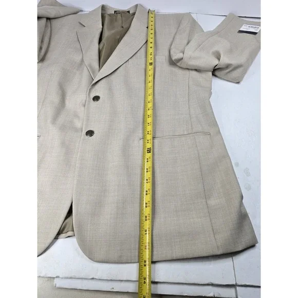 Bill Blass Sport Coat Mark Suit Blazer 46R Mens Beige Polyester Wool Gottschalks